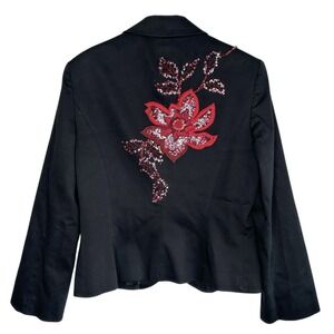 Vintage Cache Blazer with Red Sequin Beaded Flower